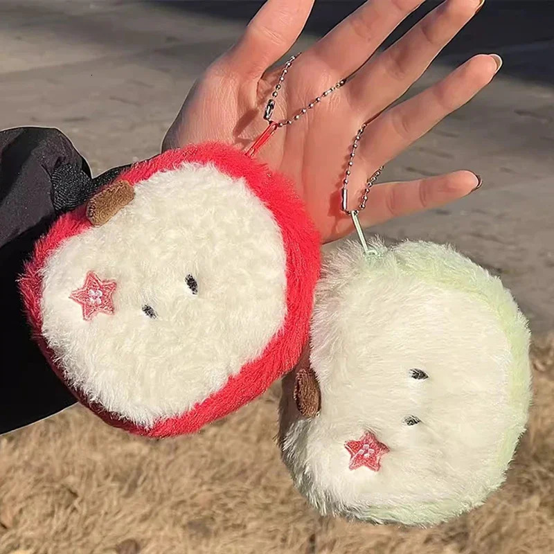 Kawaii Cartoon Mini Apple Plush Zero Wallet for Girls Cute Plush Coin Wallet Key Storage Bag Key Ring Children Party Gifts 250807