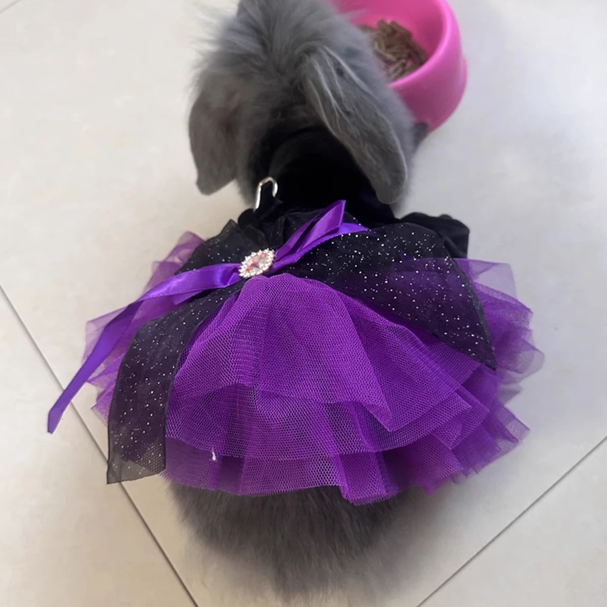 Halloween Pet Clothes Dog Cat Autumn Black Purple Velvet Traction Button Dress 250805