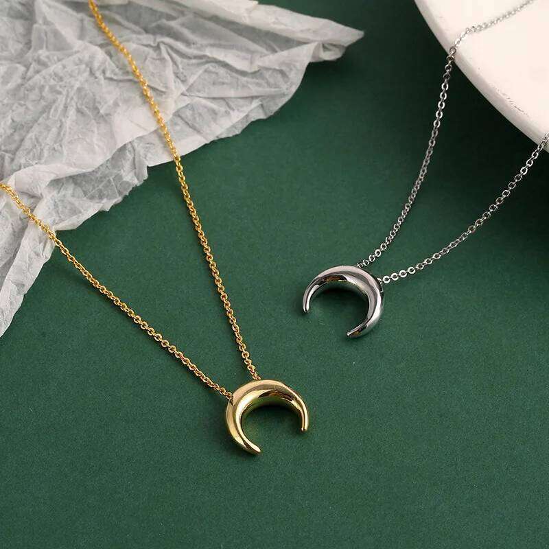 VENTFILLE Sterling Sier Crescent Necklace For Women Clavicle Chain Moon Simple Jewelry Gifts 2023 New