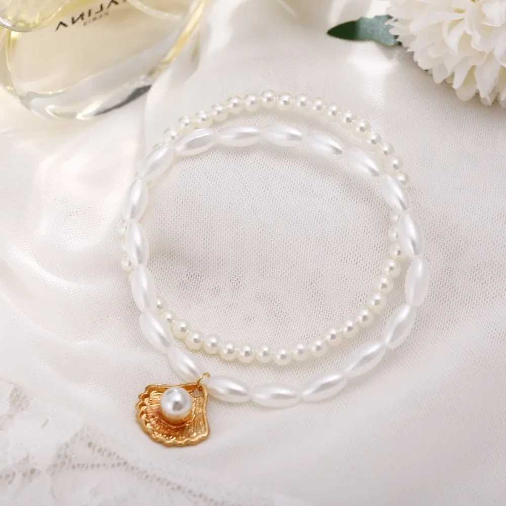 New Fashion Bohemian Simulated Pearl Chain Wedding Anklet for Women Gold Color Shell Pendant Anklet Jewelry Gift Y250805