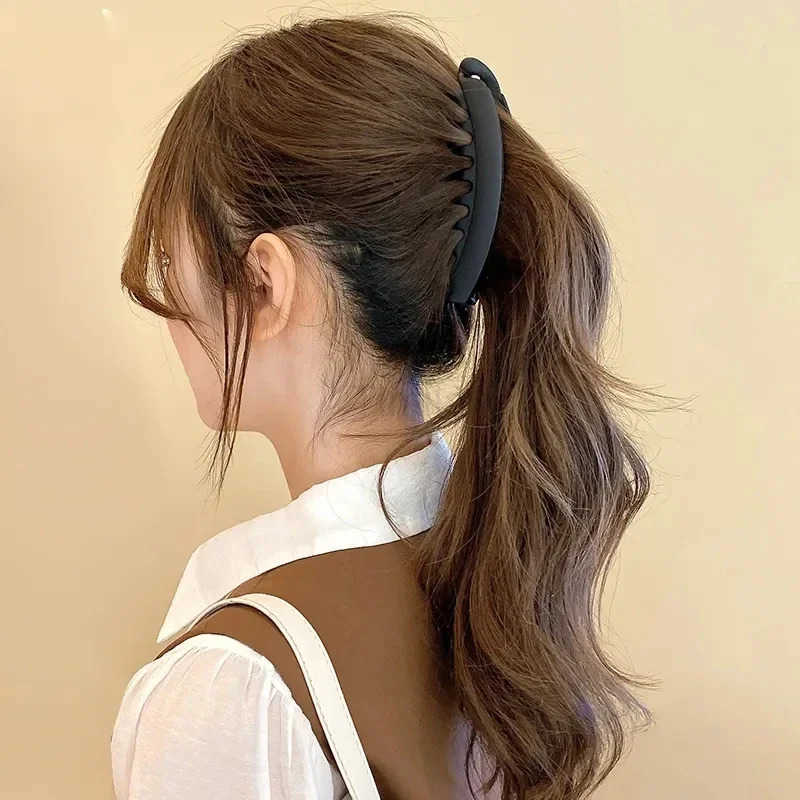 Fashion Large Banana Hair Clips Solid Color Frosted Hair Claws Classic Women Non-Slip Ponytail Barrettes Hairpins For Fine Hairs U250807