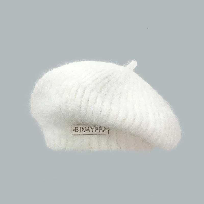 Autumn Winter Knitted Berets for Women Mohair Iron Standard Knitted Hat Girls Plush Painter C All-match Cute Womens Hats XJ250807
