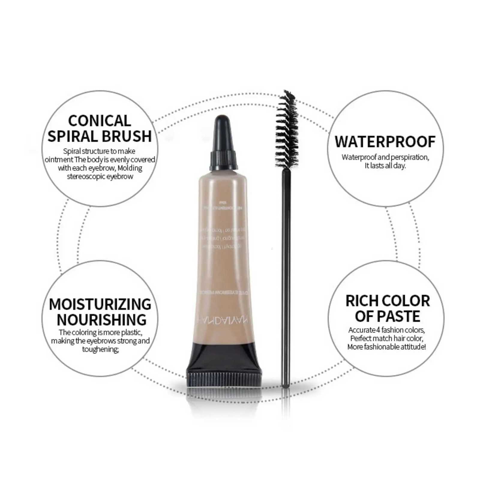 Natural Eyebrow Tint Gel Waterproof Smudge Proof sh Shades Pigmented Cream Enhancer with Dual Ended Brush W250807