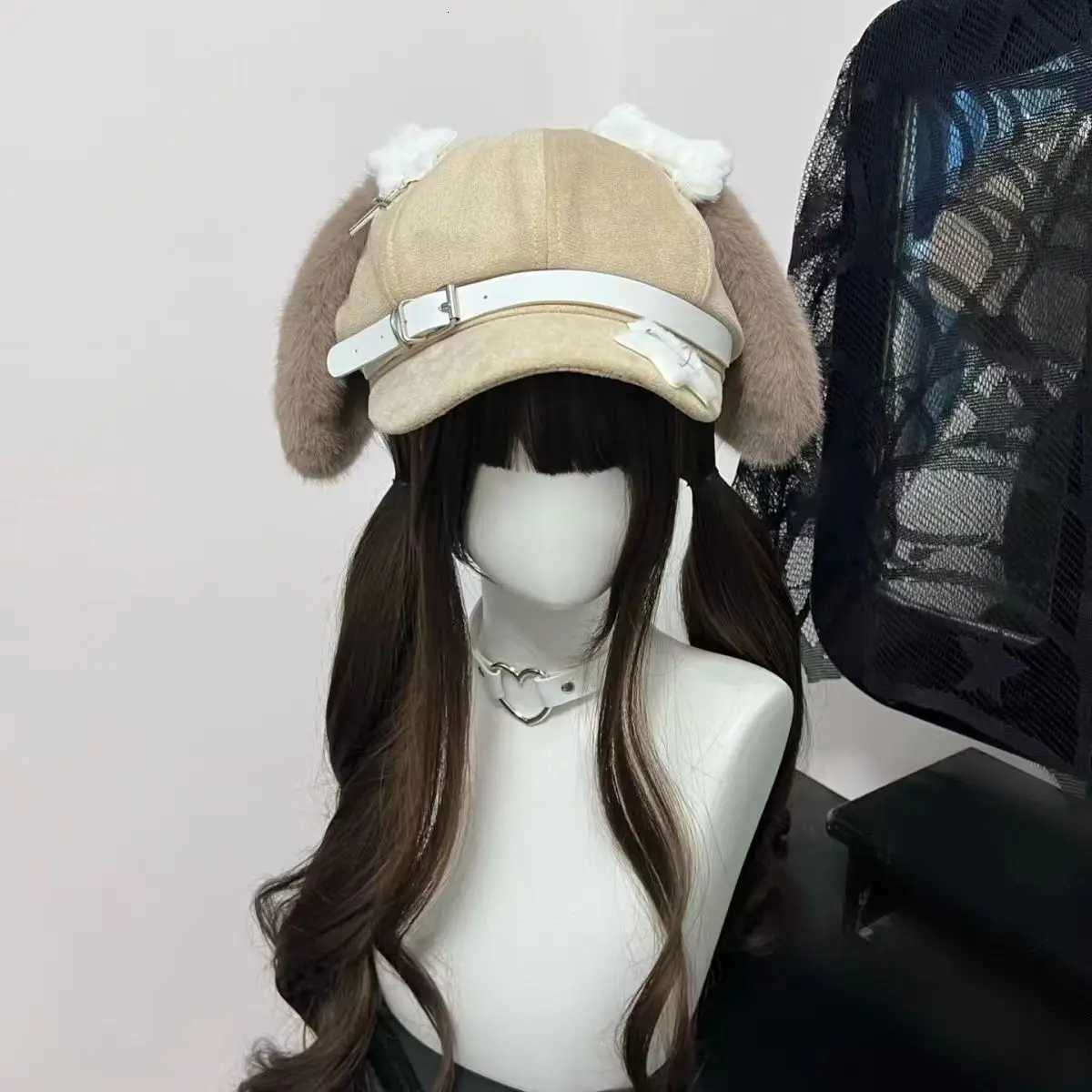 Womens Kaii Hat Sweet Style New Fashion C Gray Dog Eared C Subculture Beret Cute Individualistic Embossing Otaku Culture XJ250807