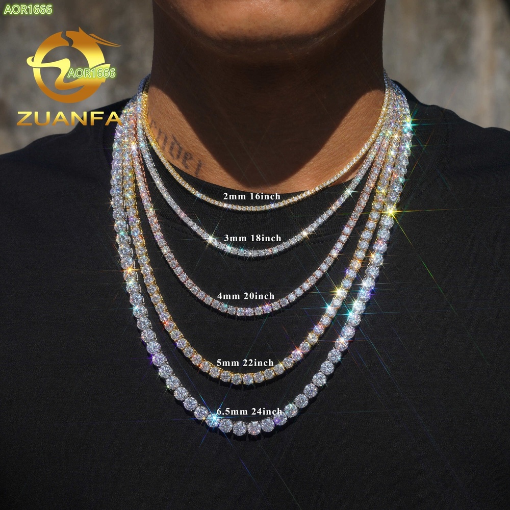 Factory Price Tennis Bracelet necklace Pass Diamond Tester Vvs Moissanite Hip Hop Jewelry Silver Lab Diamond Tennis Chain