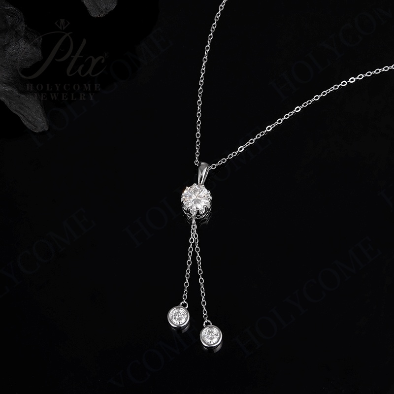 S925 Silver Moissanite 1CT Pendant Necklace Certified Fashion Style Jewelry Tassel Personalized Customization Valentine's Day Gift for Women