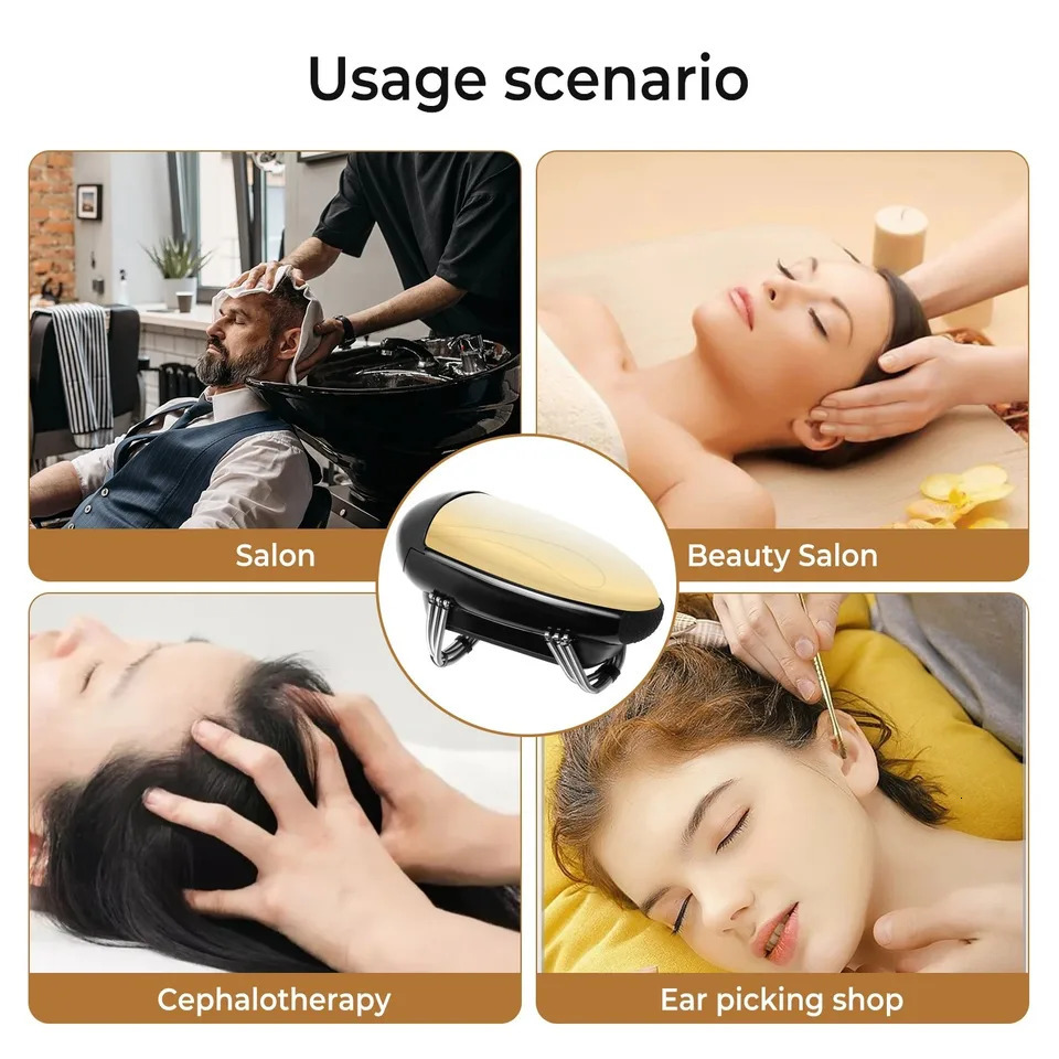 Mens Barberology Massager Professional Cordless Metal Handheld Heat Massager USB Charge Vibration Head Massage 2 Massage Nodes 250729