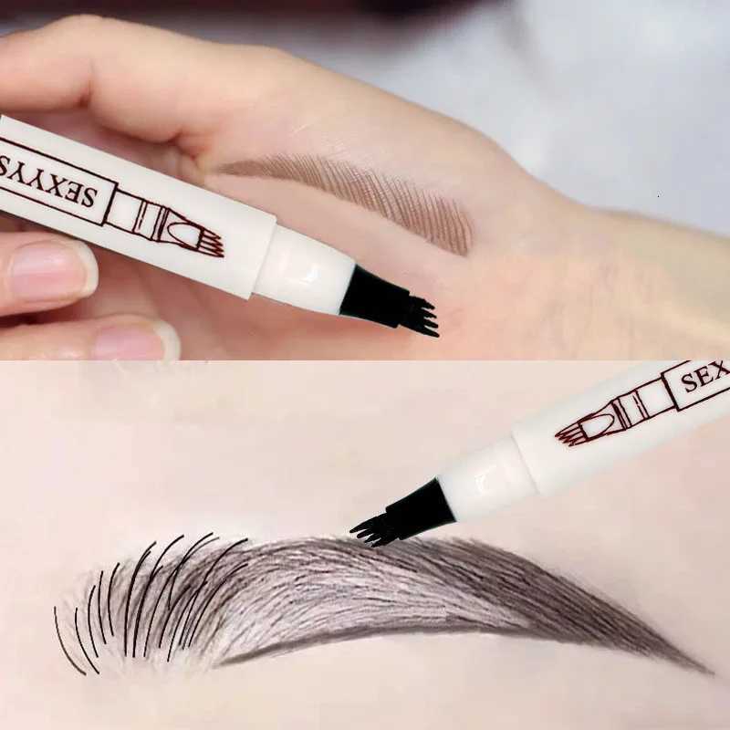 Dark Brown Eyebrow Pencil Microblading Eyebrow Pen Makeup Waterproof 4 Tip Eyebrow Pen Black Liquid Pen Enhancer Cosmetic W250807