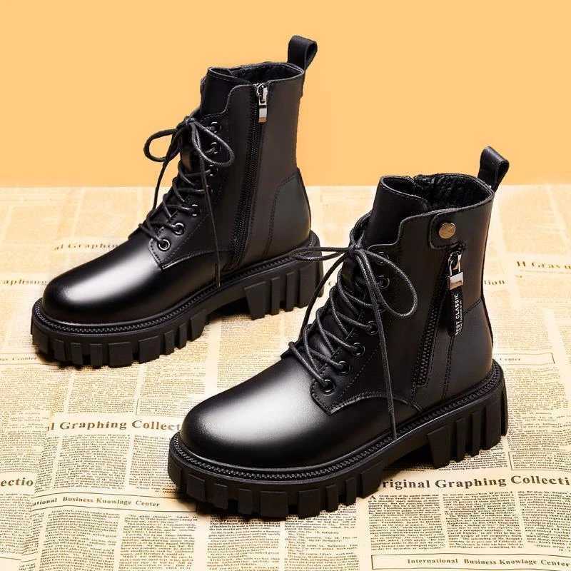 Black Riding Boots for Women Spring and Autumn Single Boots Summer Thin Thick Soles Increased Heels Motorcycle Slim Short Boots XJ250807