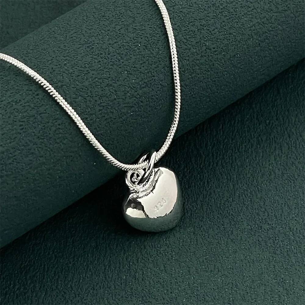 Sterling Sier Heart Pendant Necklace, Ladies Simple Banquet Wedding Festival Birthday Jewelry Gift Jewelry for Women