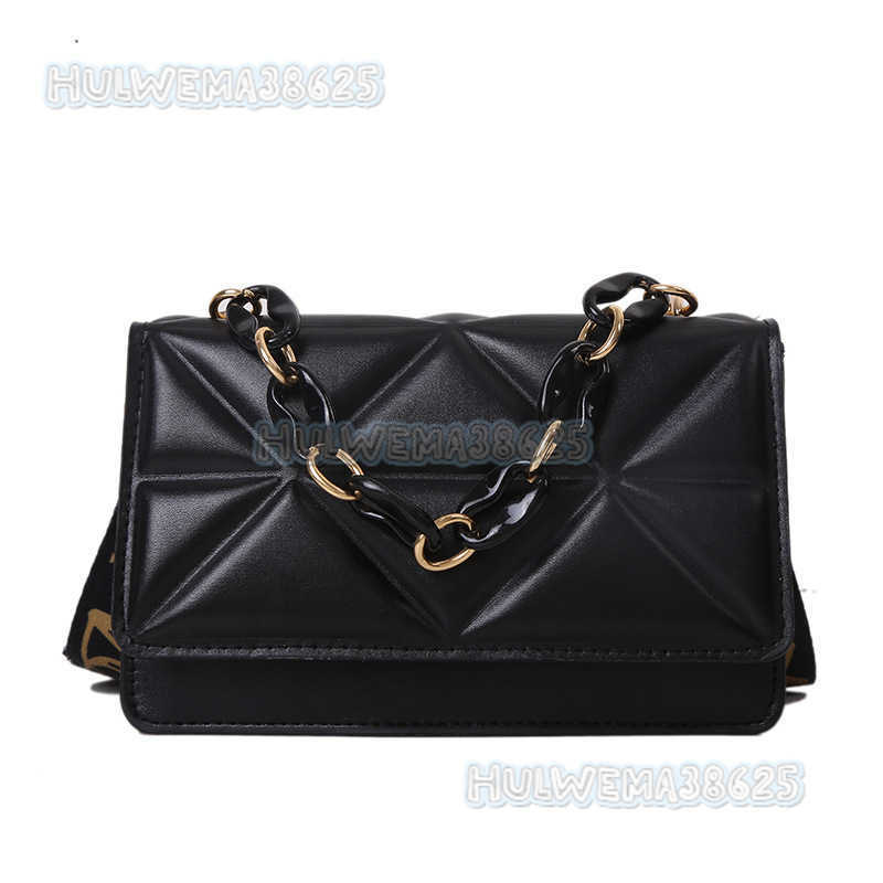 Textured Bag for Women 2025 New Trendy Fashion Celebrity Small Square Bag Versatile Wide Strap Crossbody Chain Bag H250806