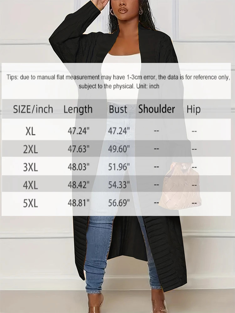 Womens Plus Size Solid Color Cardigan Casual Knit Sweater with Pockets Style Fall Winter XL5XL 250728