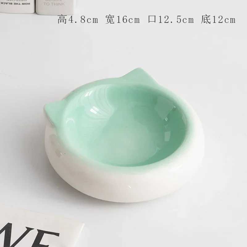 Creative Ceramic Flat Bottomed Cat Ear Shape Food Bowl Dining Plate Anti Overturning Pet Supplies Drinking Bowl Y250806