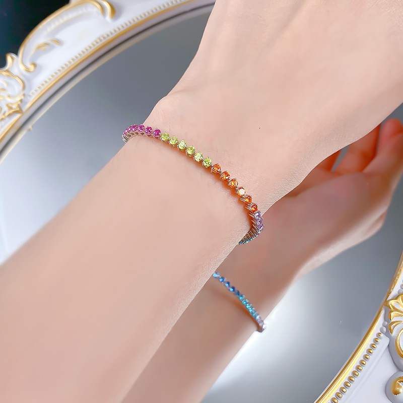 Hui Zhi Wing Jewelry New S Sier Color Bracelet for Women Summer Dopamine Rainbow Fresh Style