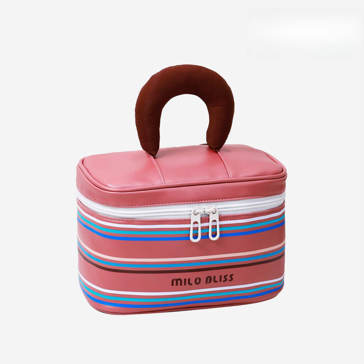 Free Shipping Designer Luxury Women's Makeup Bag Large Capacity Handbag Cute Color-block Striped Handheld Waterproof Toiletry Bag Storage Bag