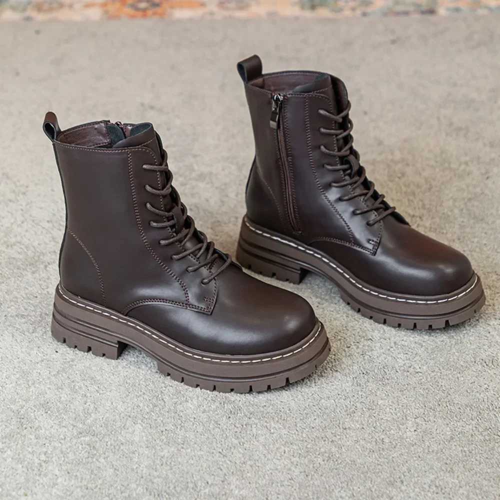 Black Boots Zipper Black Womens Boots Autumn Winter Thick Sole Height Increasing Motorcycle Short Boots Womens Platform Shoes XJ250807