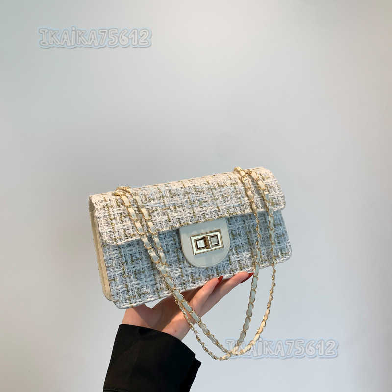 Niche Design Woolen Bag for Women 2024 New Trendy Plaid Chain Shoulder Bag Stylish Versatile Crossbody Bag H250806