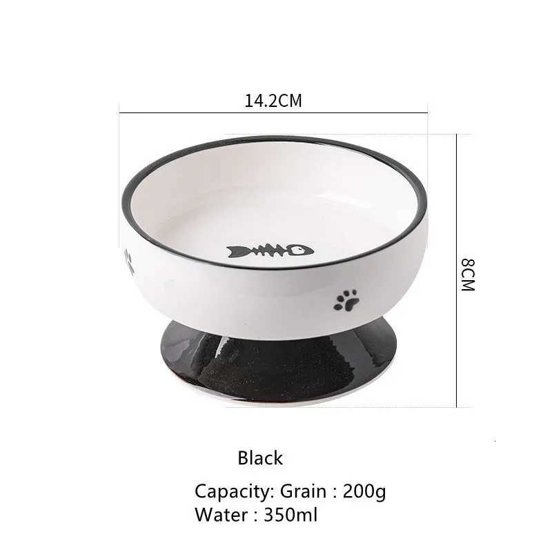 Cat Ceramic Bowl Elevated Pet Food Water Bowls Raised Small Dogs Tilted Drinking Eating Feeders Puppy Cats Accessories Y250806