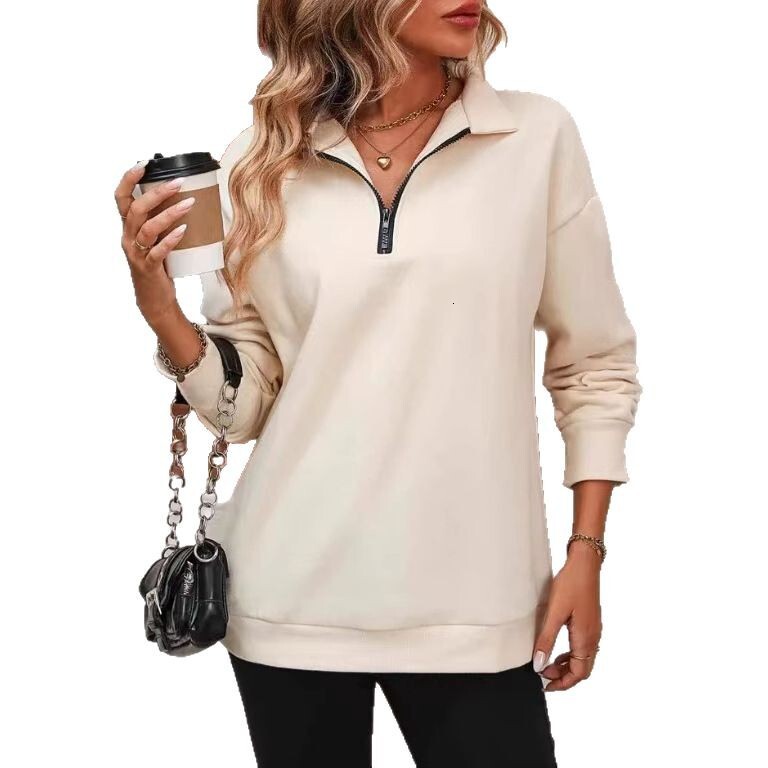 Free Shipping Designer Hoodie 2025 Foreign Trade Women's Half Zipper Long Sleeved Sportswear Fashion Pullover Hooded Sweatshirt