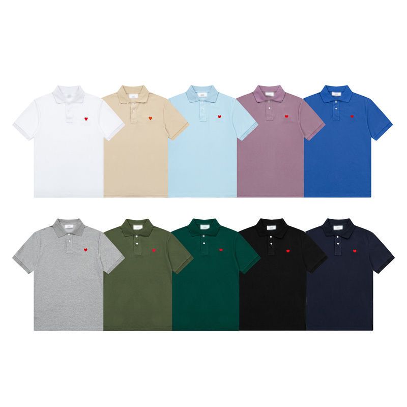 2025 Mens Polo Shirt Paris Designer Golf Shirts Business Sports T Shirt Fashion Streetwear Luxury Small Heart Clothes France High Street Casual Pure Cotton Tees