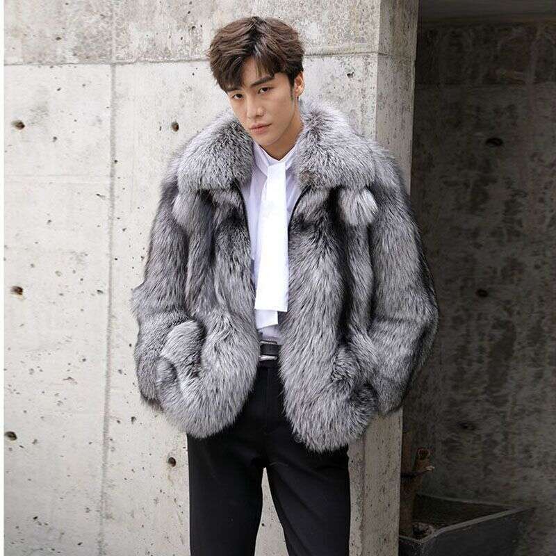Men's Clothing Autumn-Winter Men's Fashion Casual Sier Fox Fur Coat Thickened To Keep Warm