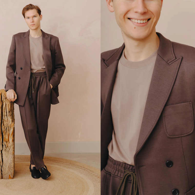 Brown Peaked Lapel Double Breasted Blazer Trousers Party Wear Male Suits Wedding Costume Homme Slim Fit Outfit 2Pcs Jacket Pants