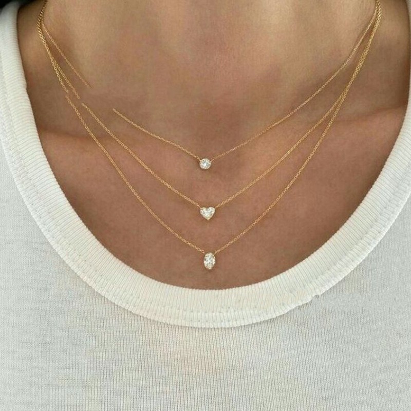 2025 Choucong Ins Top Sell Sweet Cute Simple Fashion Jewelry Stainless Stee 18K Gold Oval Cut 5A Cubic Zircon CZ Diamond Heart Pendant Party Women Cla