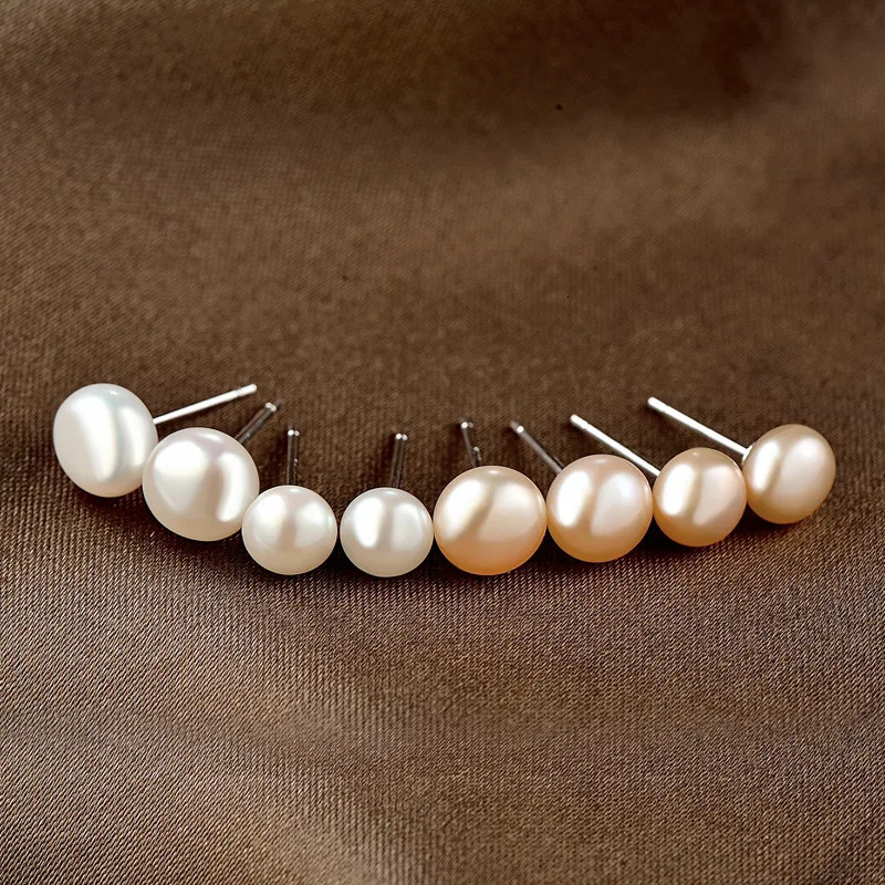 Buyee 925 Sterling Silver Simple Bead Earring 8mm Natural Freshwater Pearl Sweet Earring for Woman Fashion Fine Jewelry Earring 250805