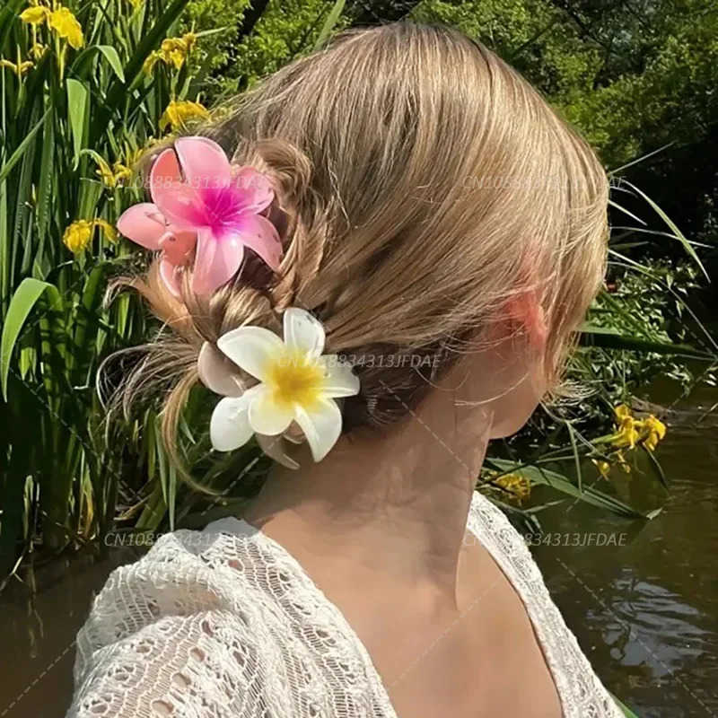 Beautiful Gradient Flower Hair Accessories Set Beach Style Hairpins Flower Claw Clips Summer Flower Hairpins Hawaiian Style U250807