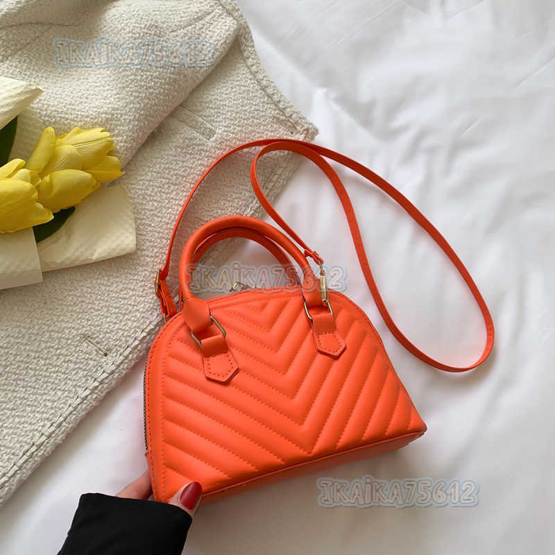 Fashion Solid Color Diamond Bag 2022 Autumn Trend New Style Ocean Casual Shoulder Cross Body Shell Bag H250806