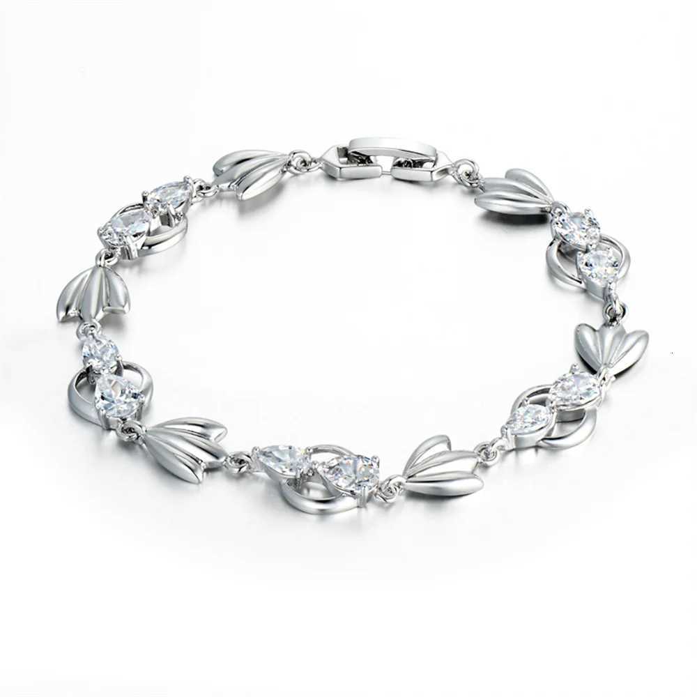 Luxury New Trendy Gold Silver Color AAA Zircon Rhinestone Bracelet Chain Charm Valentines Day Jewelry Gifts For Women Lovers W250807