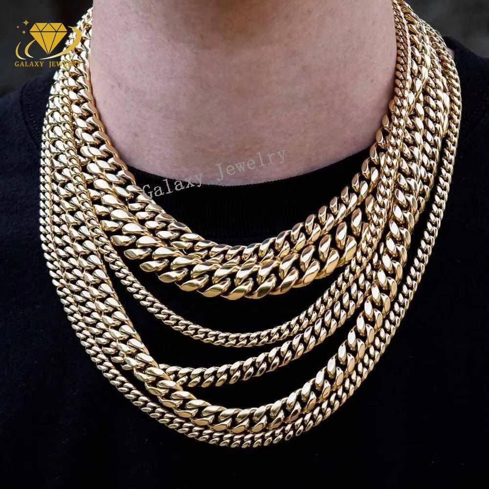 Silver 925 Jewelry Gold Plated 6mm-20mm Vvs Moissanite Clasp Luxury HipHop Heavy Cuban Chain Plain Chain