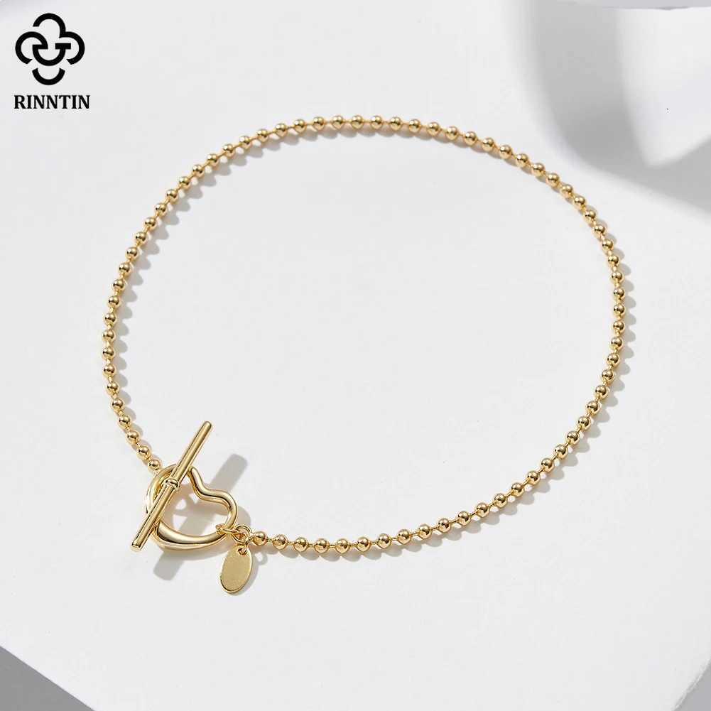 Rinntin Genuine 925 Sterling Silver Heart Toggle Clasp Foot Ankle 2.0mm Bead Anklet for Women with Straps chain Jewelry SA68 Y250805