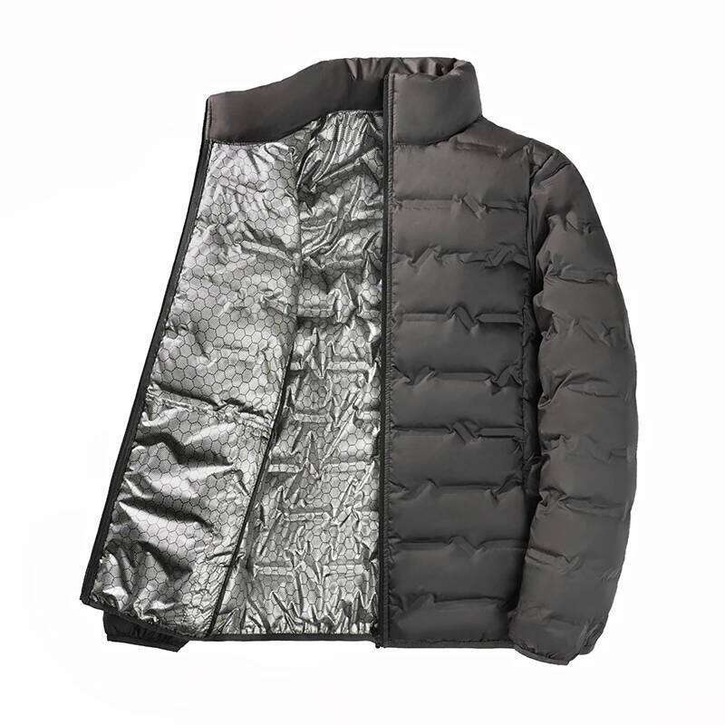 Graphene Self-heating Jacket Men Solid Windproof Pleated Down Stand Collar Classical Warm Winter Jackets Male
