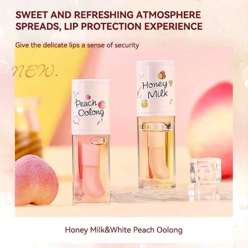 Peach Milk Honey Lip Oil Relieves Dry Moisturizing Lip Gloss Fades Lip Lines Water Light Lips Big Brush Head CuteXJ250807