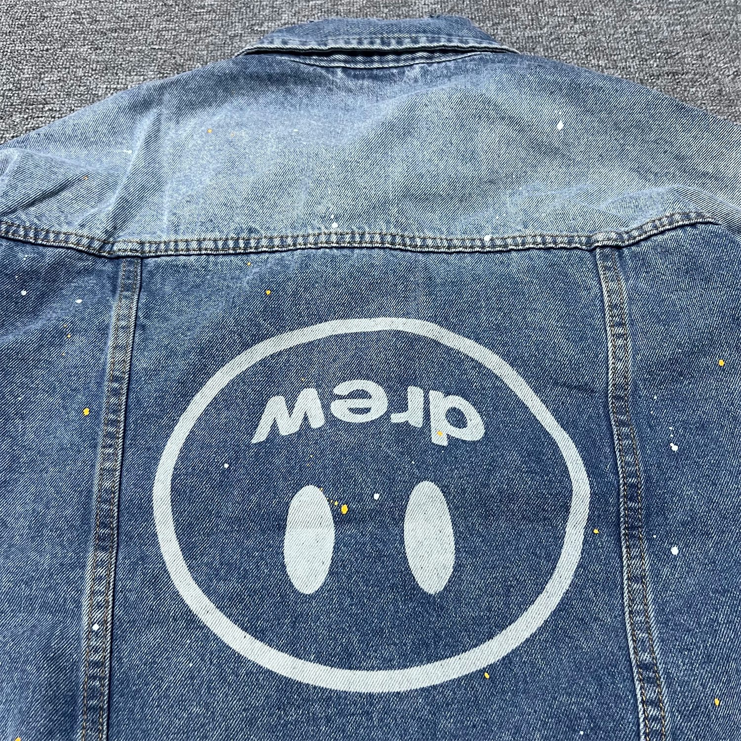 Drew House Printing logo Men's Clothing autumn and winter designer niche American retro print loose denim jacket