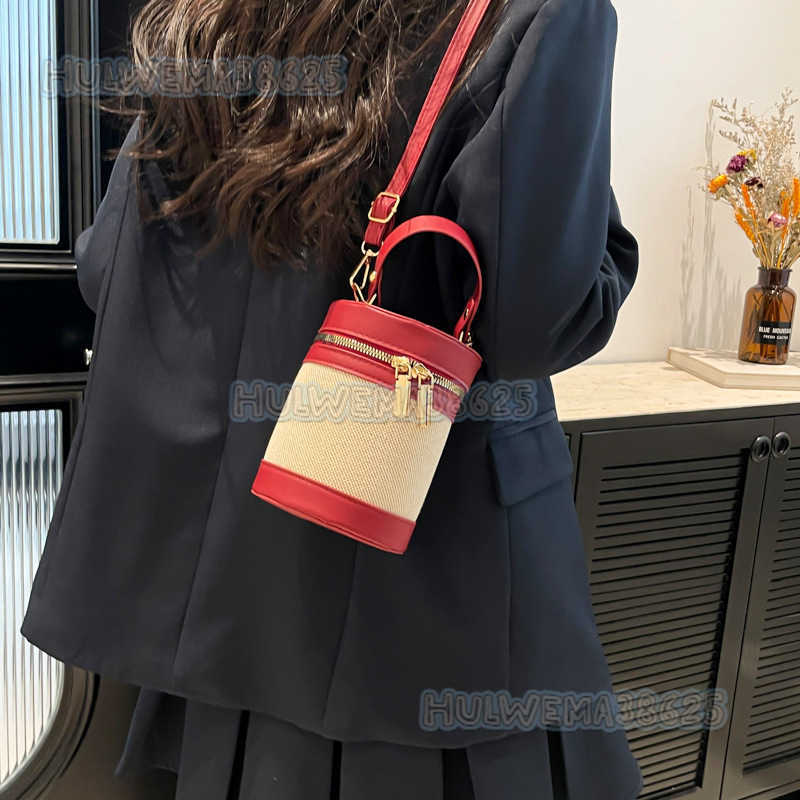 Style Personality Color-block Handheld Bucket Bag Womens Bag 2025 Summer New Patchwork Shoulder Bag Commuter Crossbody Bag H250806