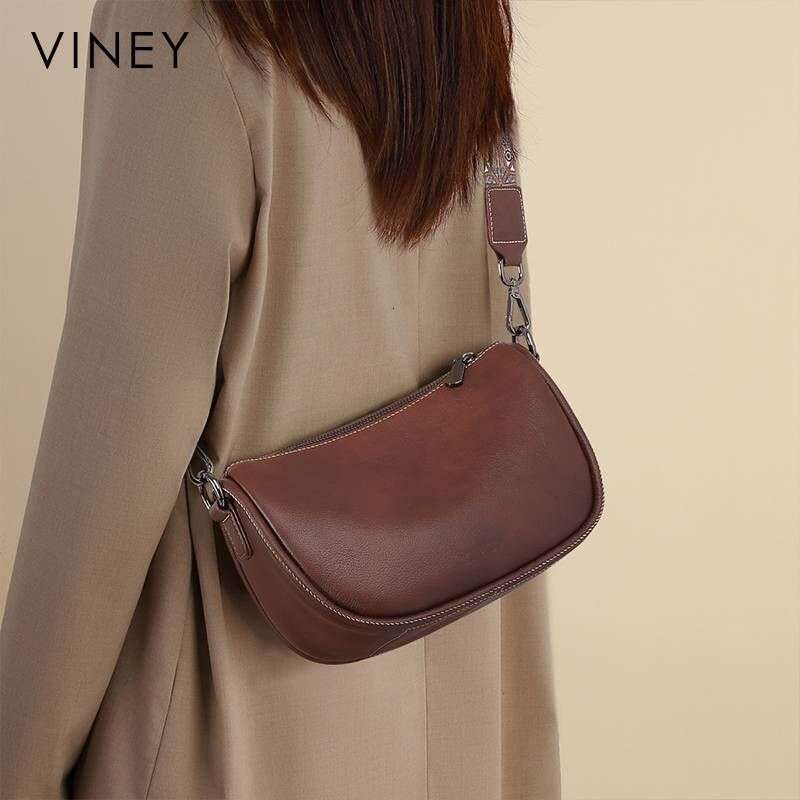 VINEY Women 2025 New Women's Messenger Pillow Genuine Leather Dumpling High-end Shoulder Bag