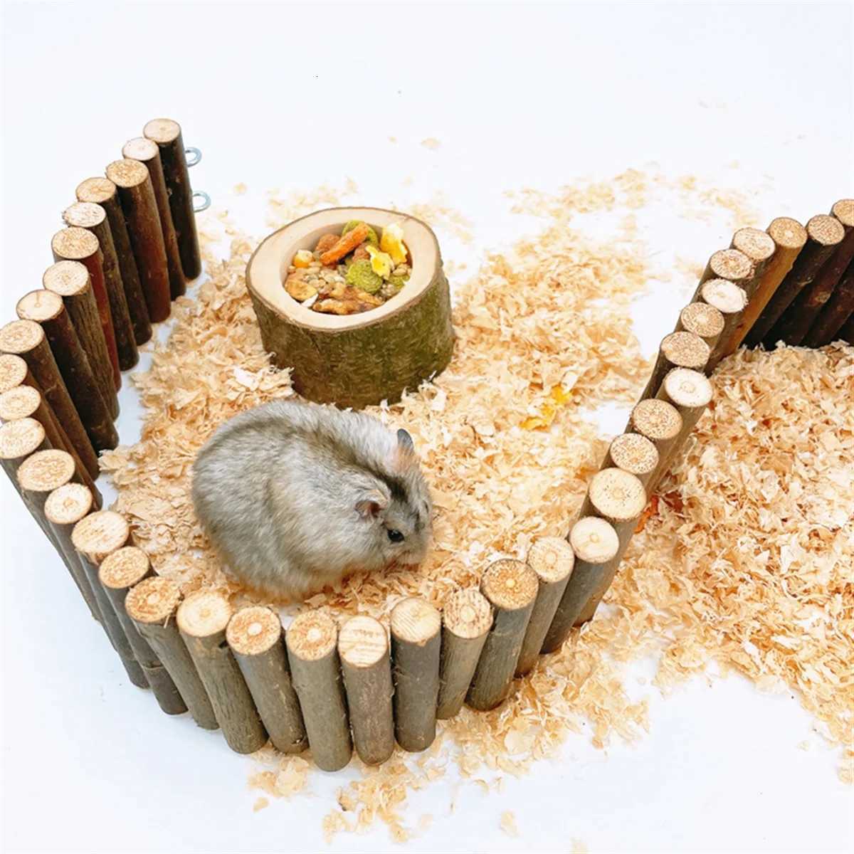 XFDE Pet Hamster Wooden Food Bowl Hamster Squirrel Food Bowl Log Gnawing Toys for Small Animals Food Bowls Y250806