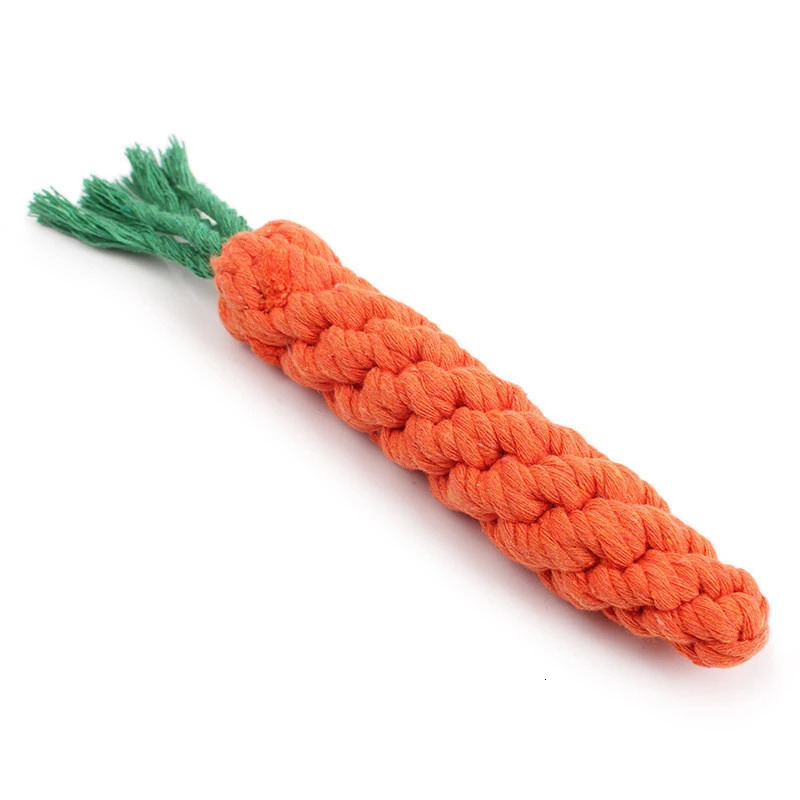 1PCS Carrot Dog Chew Toy Safe Durable Braided Bite Rope for Puppy Teeth Cleaning Molar Exercise Cotton Rope Pet Toy 250804