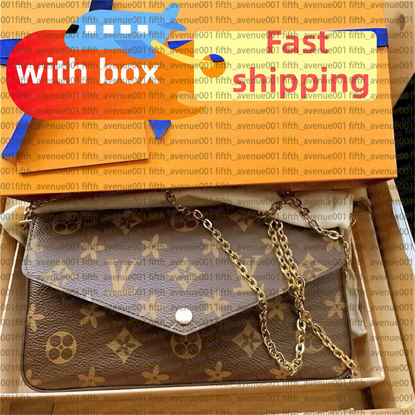 Designer Bag Shoulder Bags 3/pcs Set Top Luxury Designer Wallet Shoulder Bag Women Classic Flower Pochette Felicie Bag Leather Clutch Female Messenger Bag Wallet