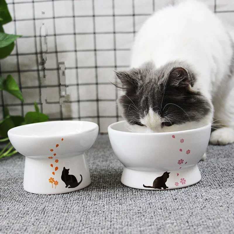 Pet Supplies Lovely Pet Feeder Cartoon Shape High-Foot Single Mouth Skidproof Ceramic Dog Products Drinking Bowls Accessories Y250806