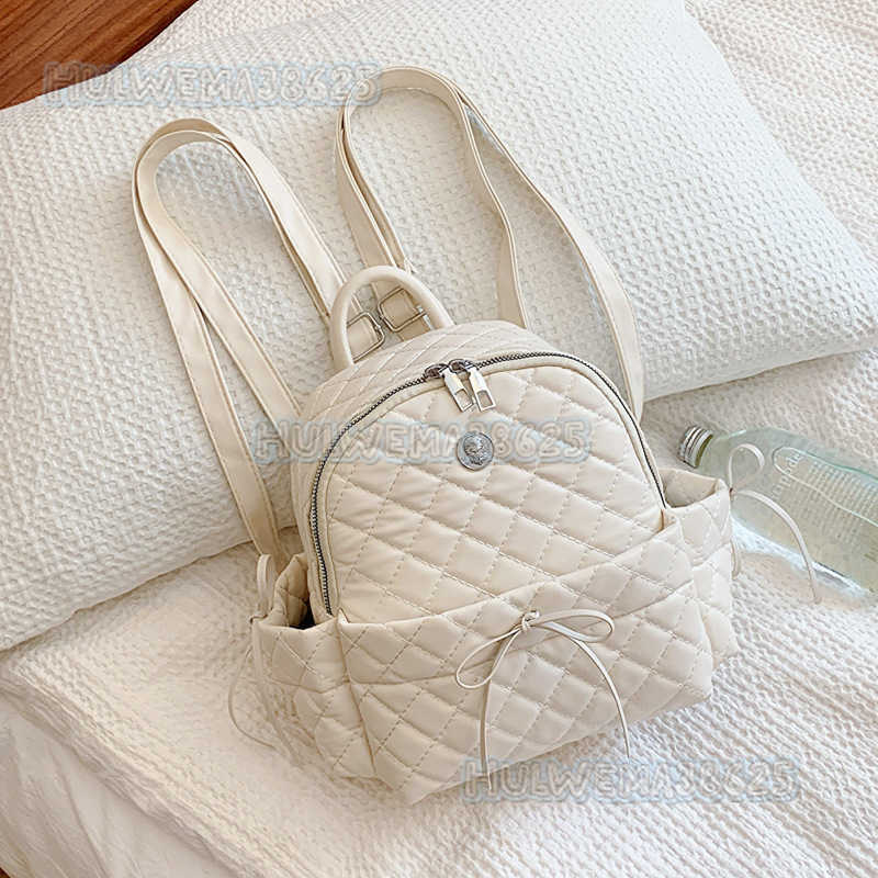 Quilted Embroidery Womens Bow Backpack 2024 Spring Summer New Versatile Casual Bag Style School Bag H250806
