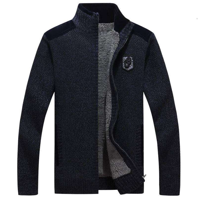 High Quality Sweaters With Zippers Thick Fleece Warm Black Casual Winter Men Cardigan Big Size XXXL