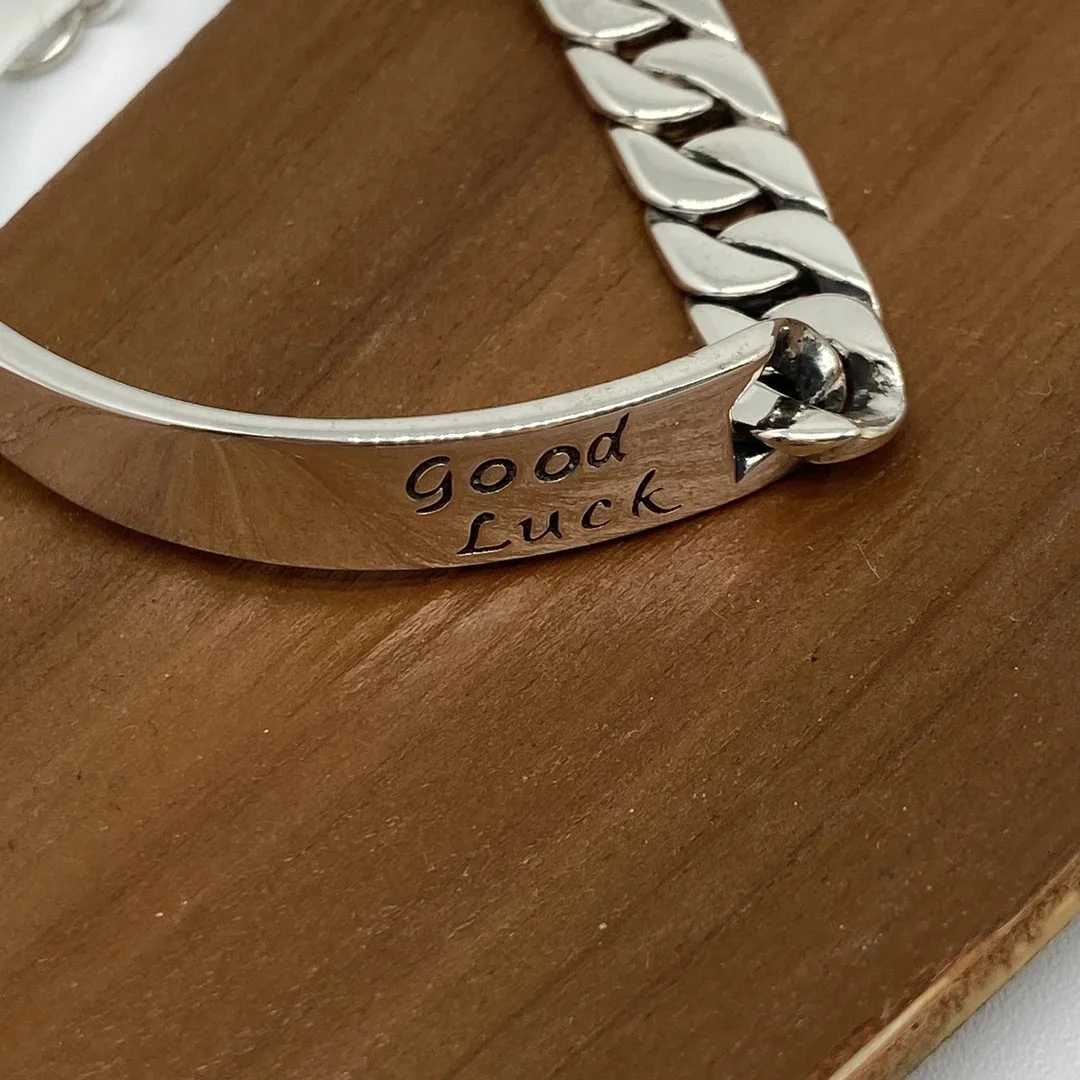 925 Sterling Silver Chain Asymmetric Bracelet for Women Vintage Lucky Letter Punk Jewelry Gift Dropshipping W250807