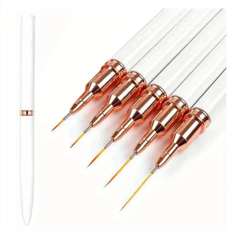 5Pcs/Set Nail Art Liner Brushes Set Elongated Lines Striping Drawing UV Gel Painting Nail Pen Professional Manicure Tool 250805