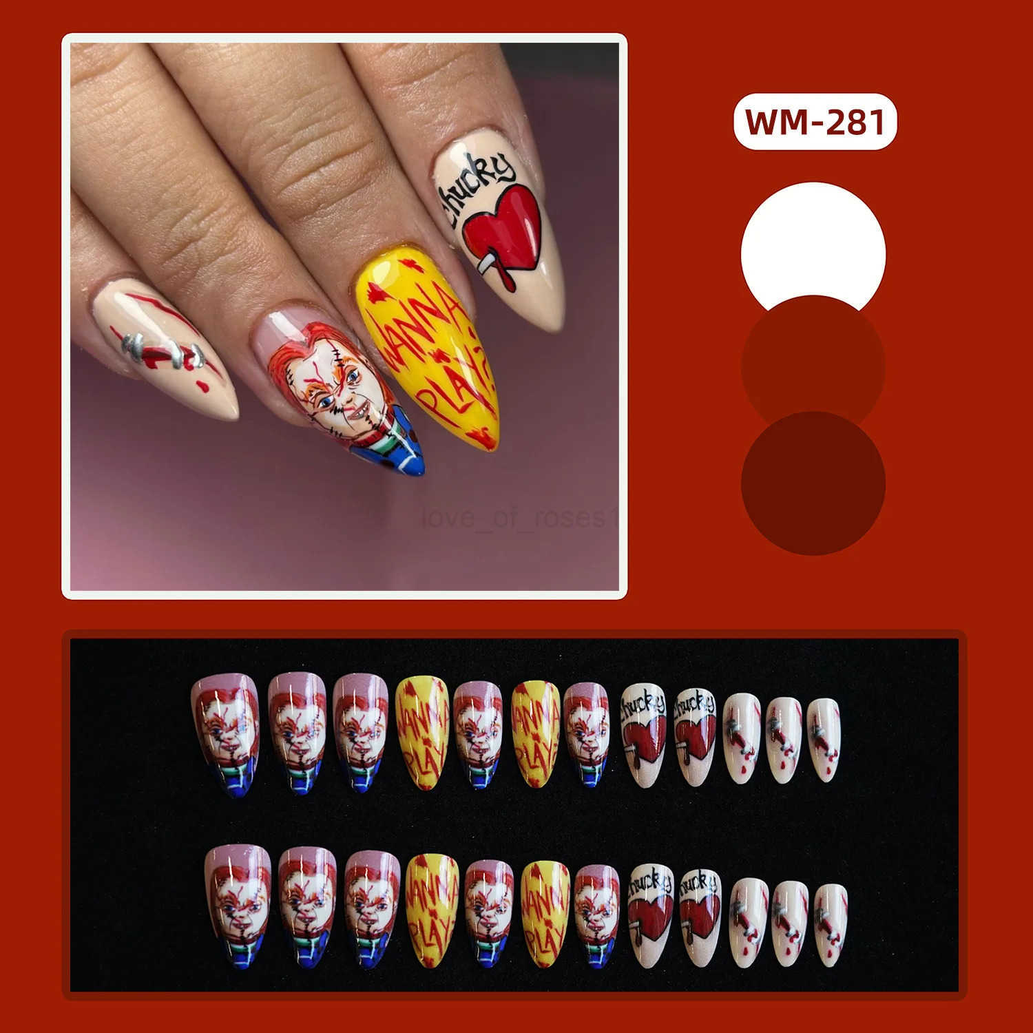 2025 Halloween False Nails European Ghost Witch Pumpkin Almond Fake Nails Tips Wearable Detachable Press-on Nails for Women Z250807