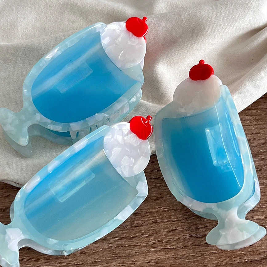 Summer Blue Soda Ice Cream Hair Claw Eco-Friendly Acetate Claw Clips Trendy Hair Clips for Women Girls Hair Accessories U250807