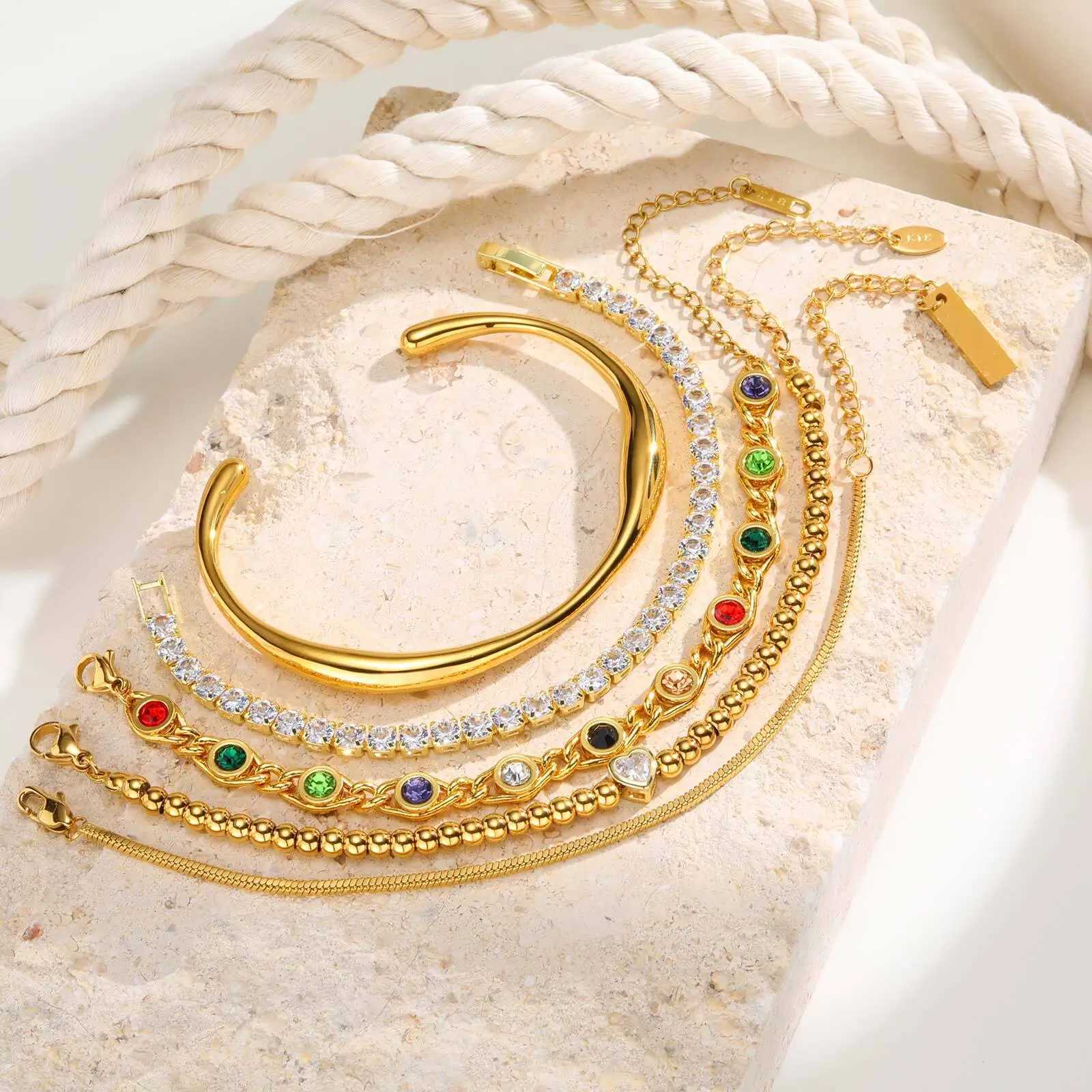 100% Zircon Heat Chain Bracelet Adjustable Gold Plated Stainless Steel Bracelet Cuffs Wristband Anniversary Gift for Women W250807