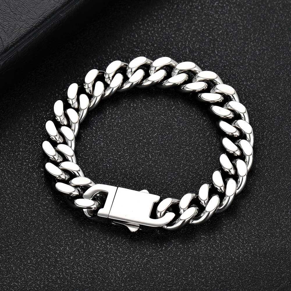 9MM Width 316L Stainless Steel Encrypted Cuban Chain Bracelet For Men Fashion Hip Hop Party Accessories Boyfriend Gift 19/21CM W250807